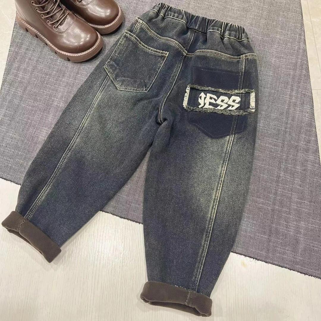 现货现发一条过冬百搭儿童加绒中大童时尚牛仔裤JHNZK12