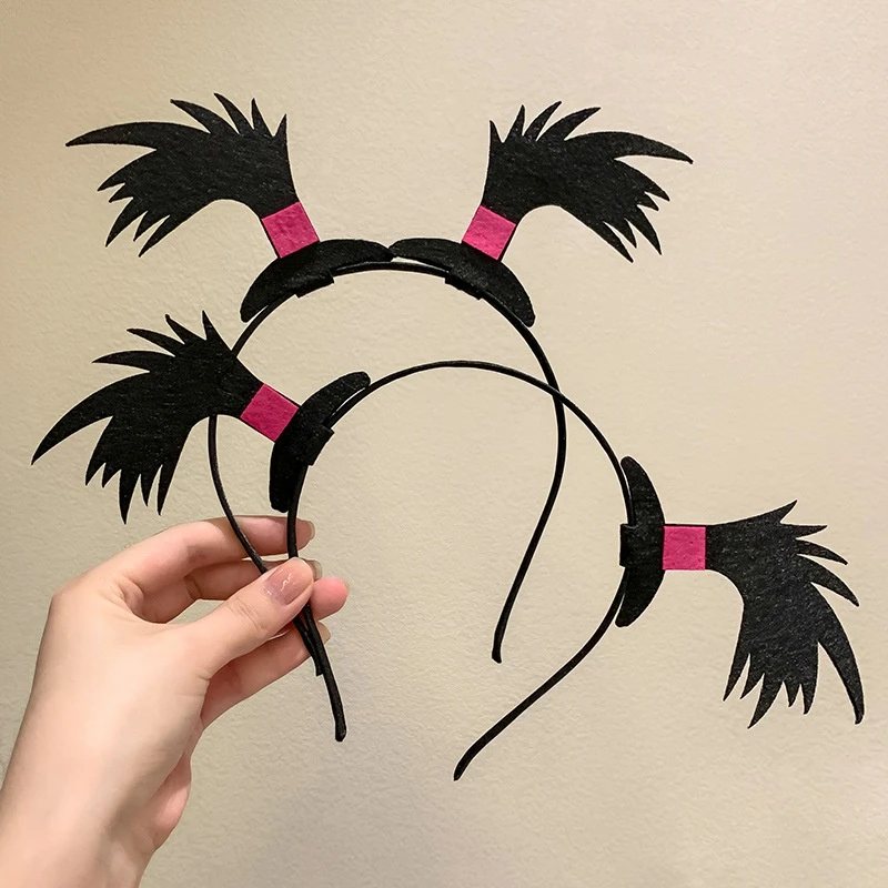 网红同款搞怪趣味小辫子发箍直播道具可爱卖萌羊角辫发卡头箍发饰