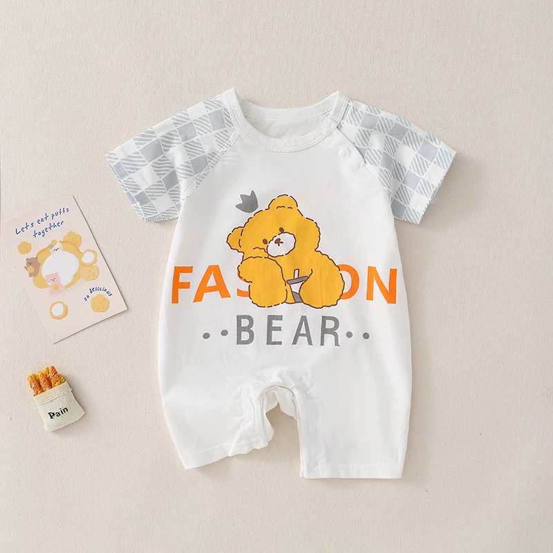 网红宝宝连体衣夏季纯棉空调服新生婴儿衣服夏装薄款透气哈衣爬服