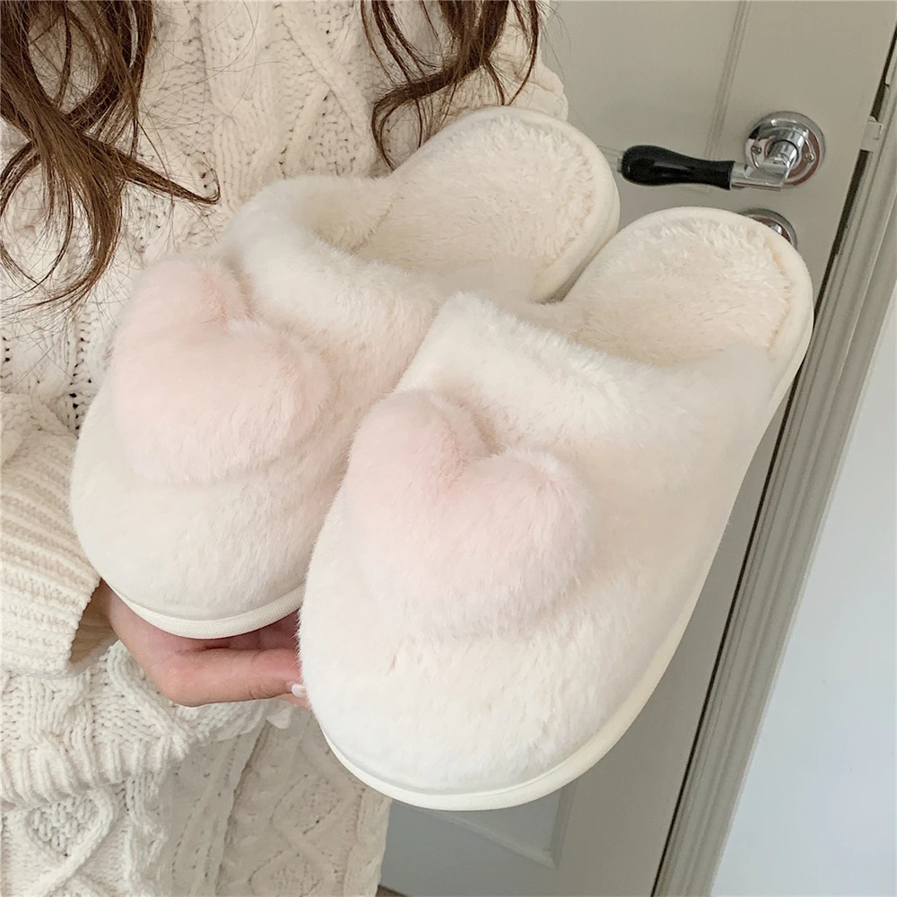 女冬季少女心毛绒立体爱心棉拖鞋ins休闲家居防滑保暖软底月子鞋