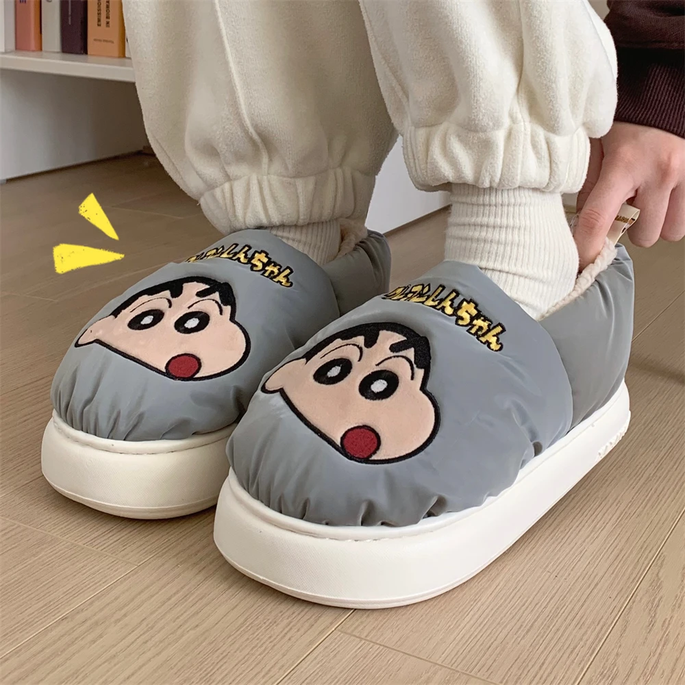 细细条 男女冬季卡通可爱情侣棉拖鞋加绒保暖防滑居家月子鞋ins