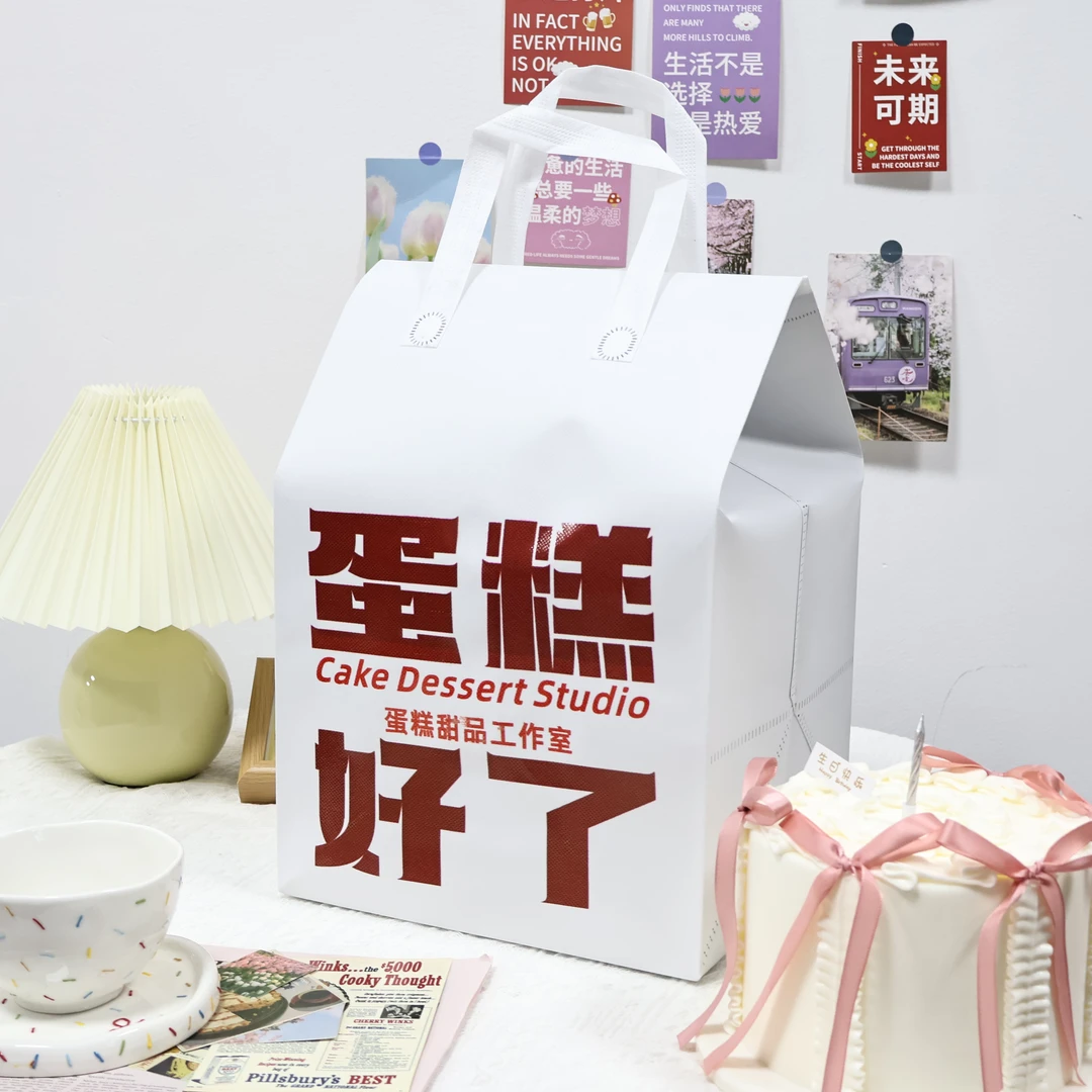 外卖配送袋防水防潮隔油隔污双面胶封口手提热压工艺(编号07)