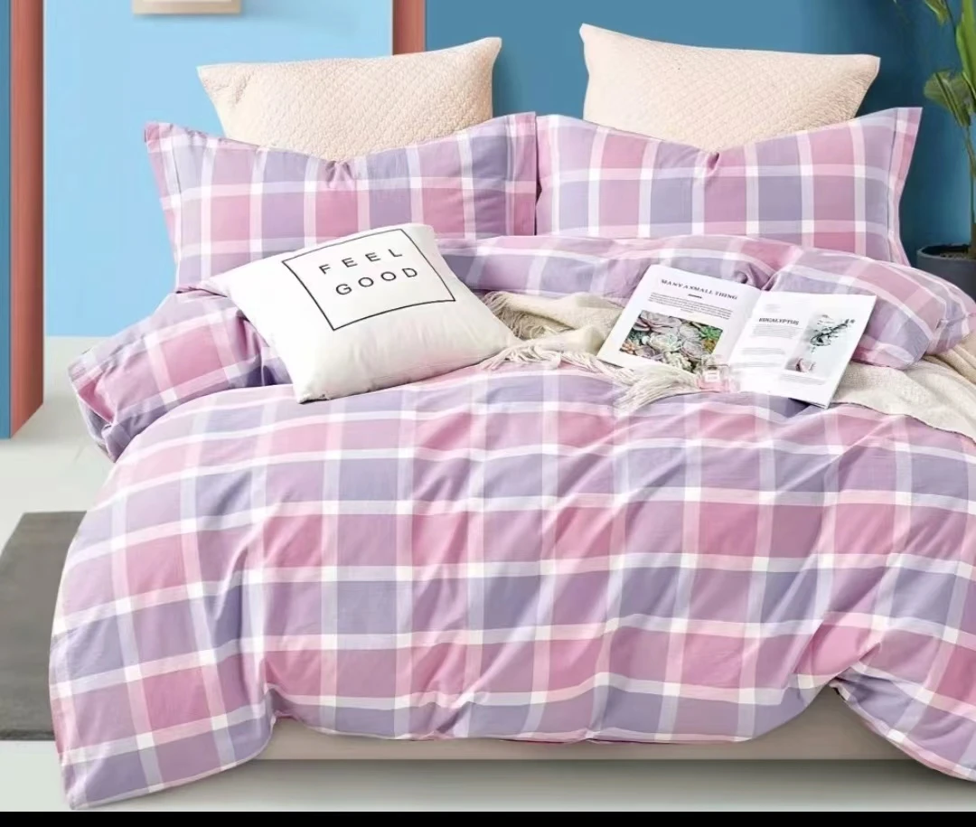 【床单】2.4*2.5新款纯棉床单--紫格