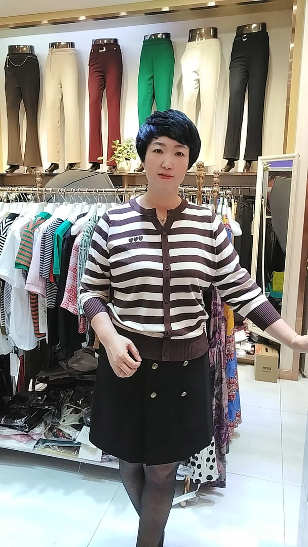 8871横条桃心毛衫长袖针织衫毛衣显瘦气质时尚休闲百搭夏季