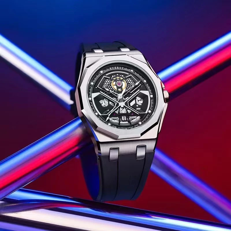 高档炫酷防水自动机械表夜光潮流男士腕表时尚百搭一表两带8060