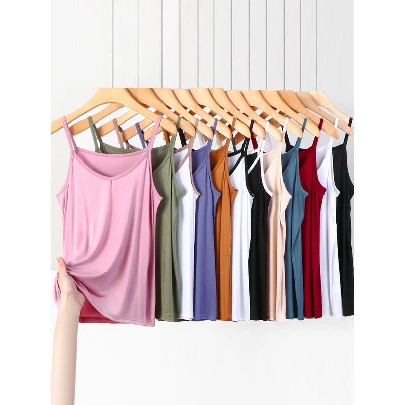 大码莫代尔吊带背心女夏外穿内搭打底衫胖mm200斤冰丝V领无袖上衣