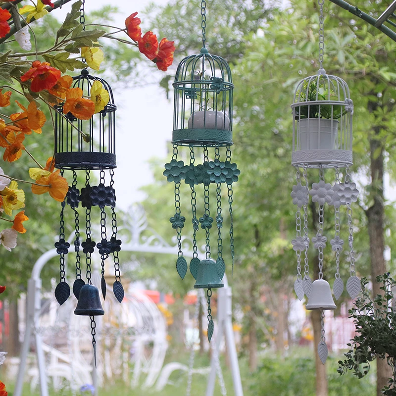 BJ/百界庭院铁艺风铃摆件铃铛花园户外摆件【吊鸟笼铃铛】BJ2108
