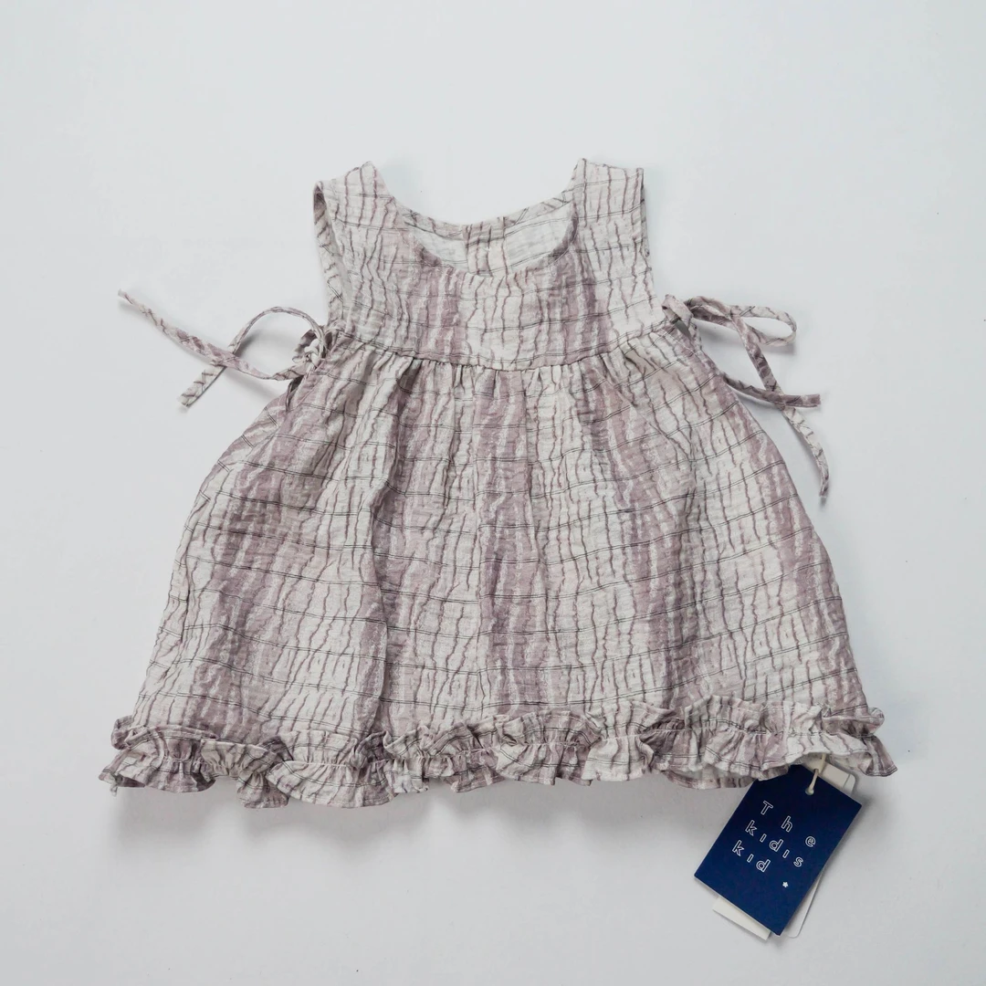 女童夏季无袖洋气蕾丝条纹裙