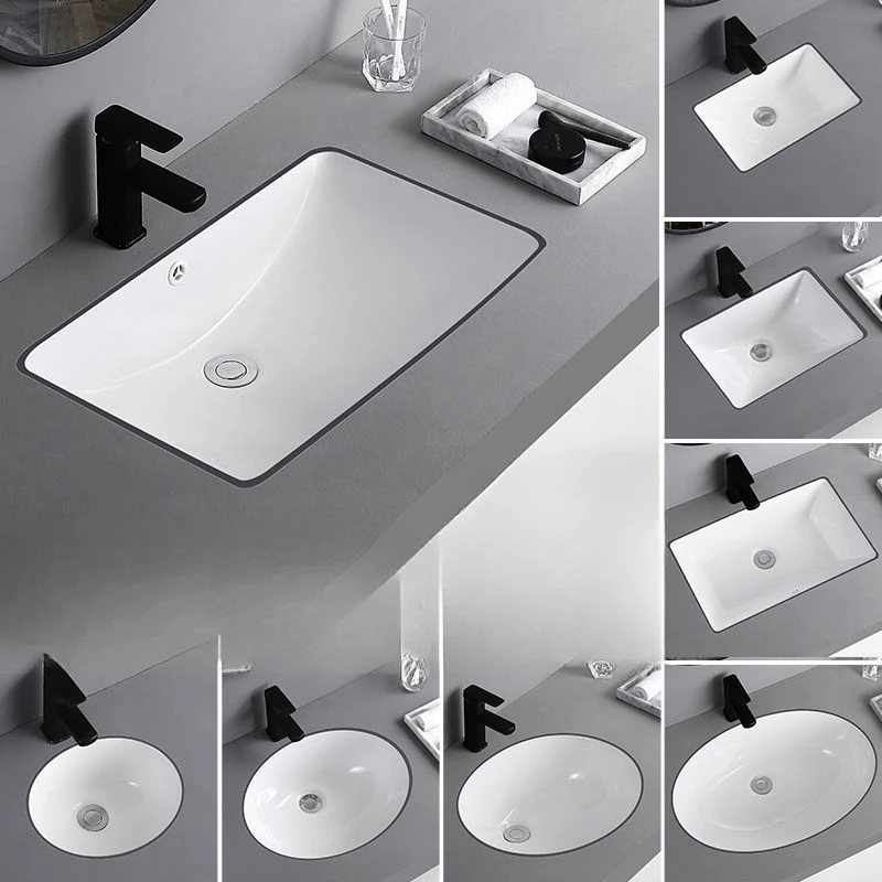 陶瓷台下盆家用椭圆平底洗手盆卫生间嵌入式洗脸盆阳台正方形水槽