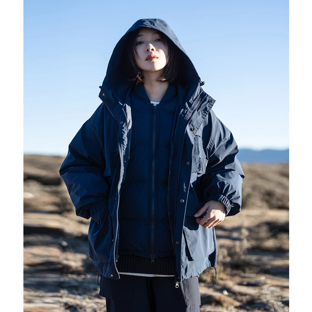 冬季户外露营两件套三合一白鸭绒羽绒服工装冲锋羽绒外套男女同款