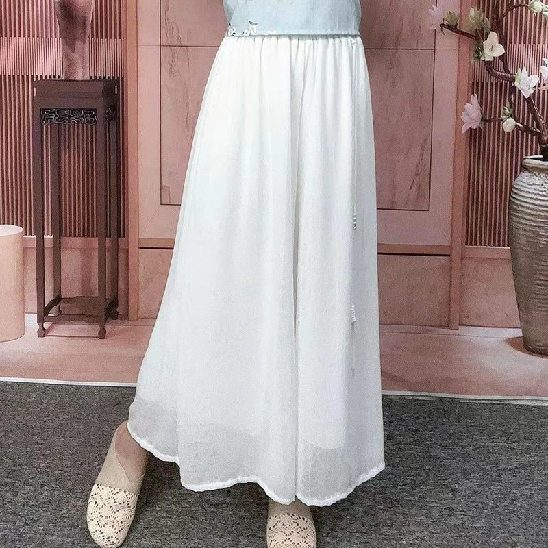 【百搭仙仙裤】8888#文艺松紧腰阔腿裤飘逸夏季双层雪纺仙仙裤