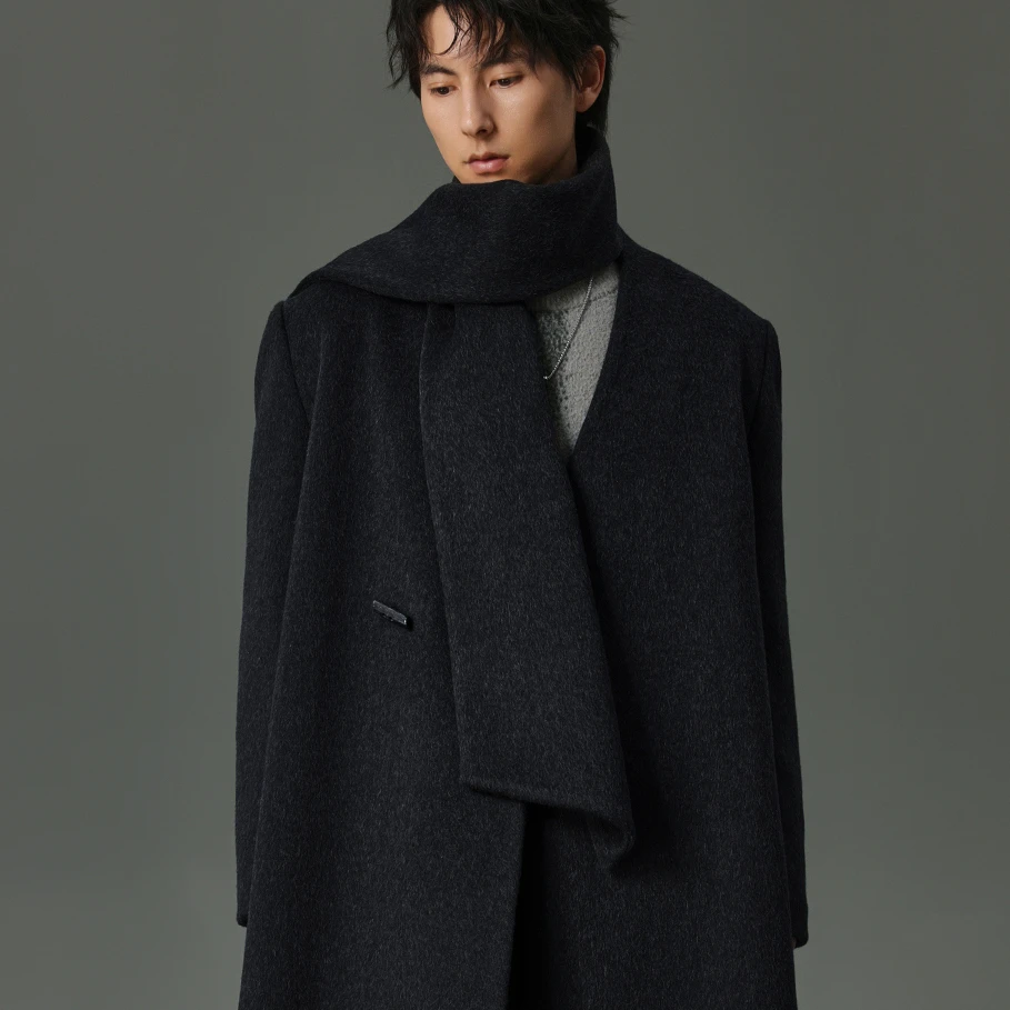 【单独围巾！！！】冬季加厚双面绵羊毛围巾简约保暖长款百搭时尚围巾