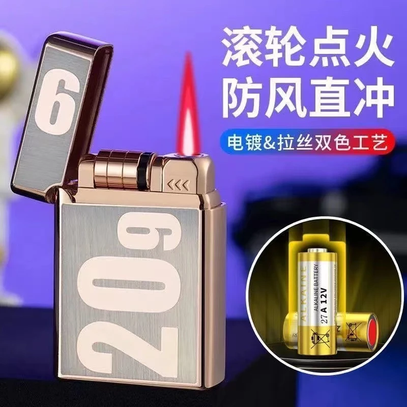 新潮流电池充气滚动感应点火充气防风打火机送男友礼品礼物