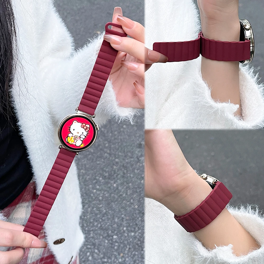 新款硅胶磁吸回环表带适用于GT4表带watch43proGT43/gt21男女休闲
