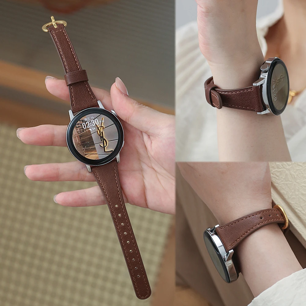 高质感马蹄扣皮质表带适用于watch432proGT4GT3/gt21休闲41mm女款