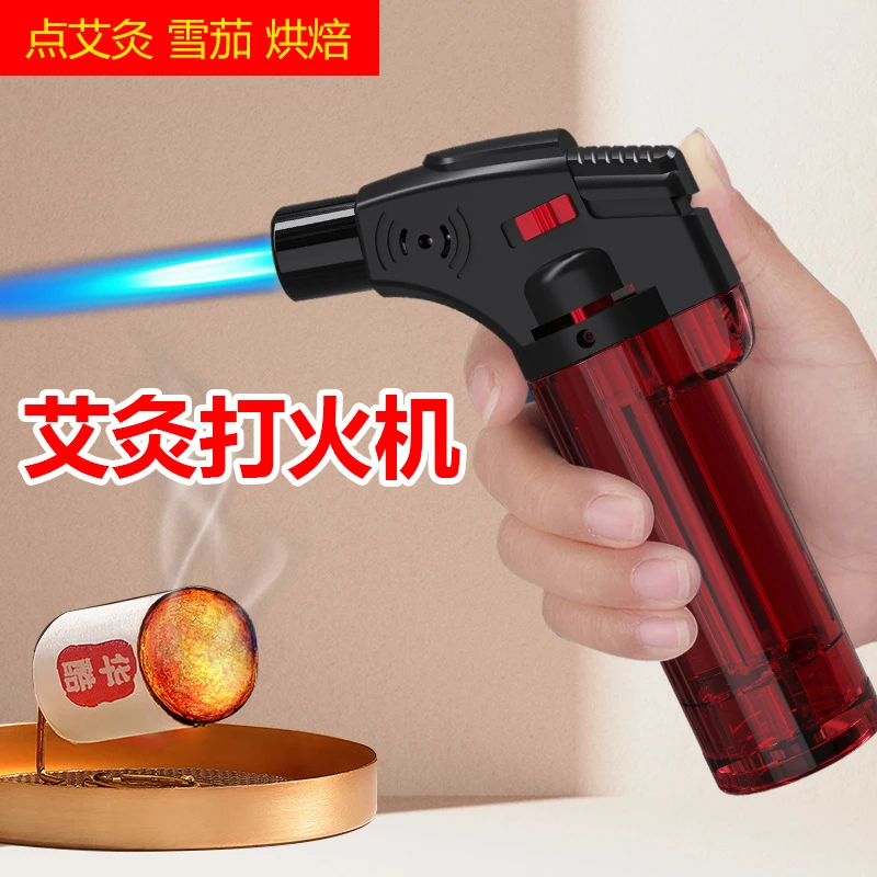 蓝焰小喷枪艾灸防风打火机可充气喷枪雪茄点香神器火焰点火朗声