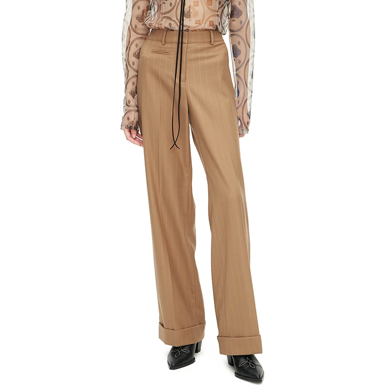 VVNK JANE PLUS"【美拉德】澳洲高支羊毛"条纹西装裤女J212852050B