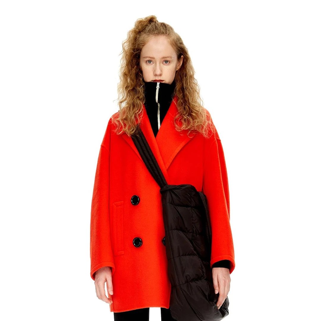 设计师品牌IIIVIVINIKO薇薏蔻秋冬羊毛西装长款红色大衣