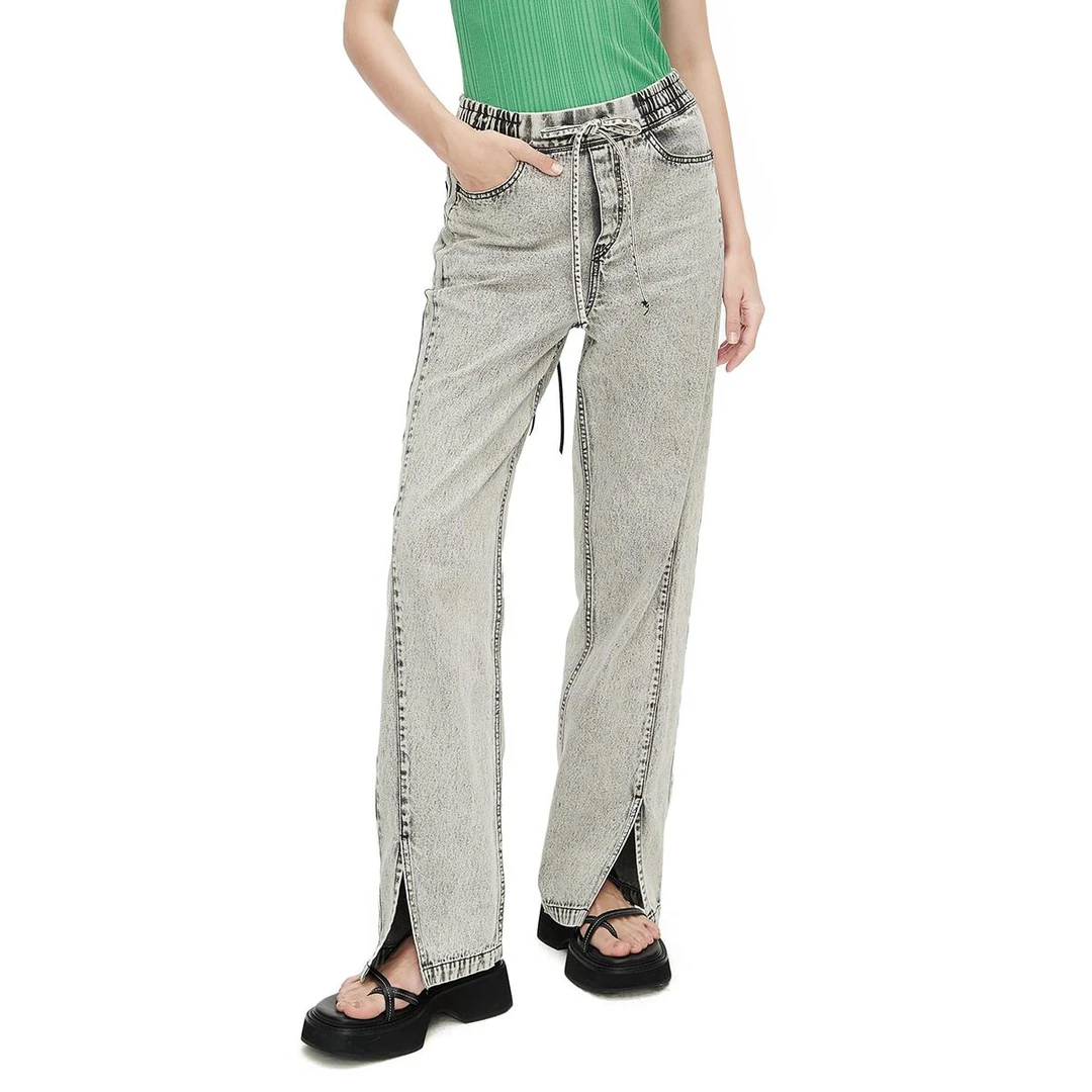 IIIVIVINIKO“全棉硫化特黑牛仔”雪花混色直筒牛仔裤M221806223E