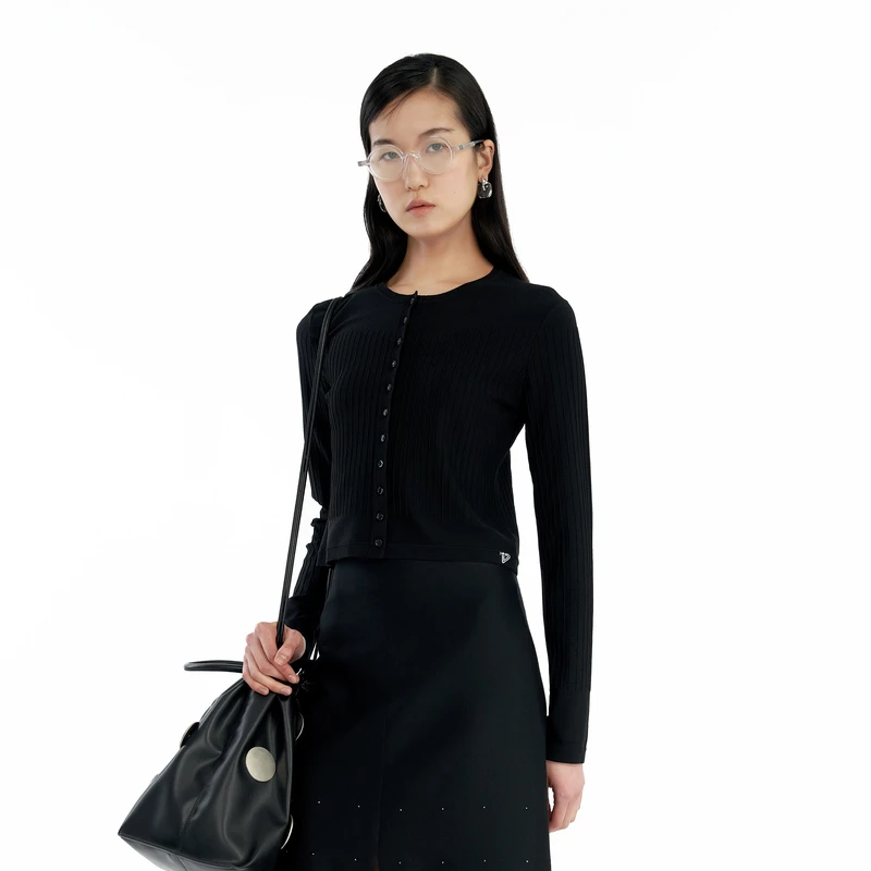 IIIVIVINIKO "真丝粘纤混纺纱"极简风格开衫M430201601A