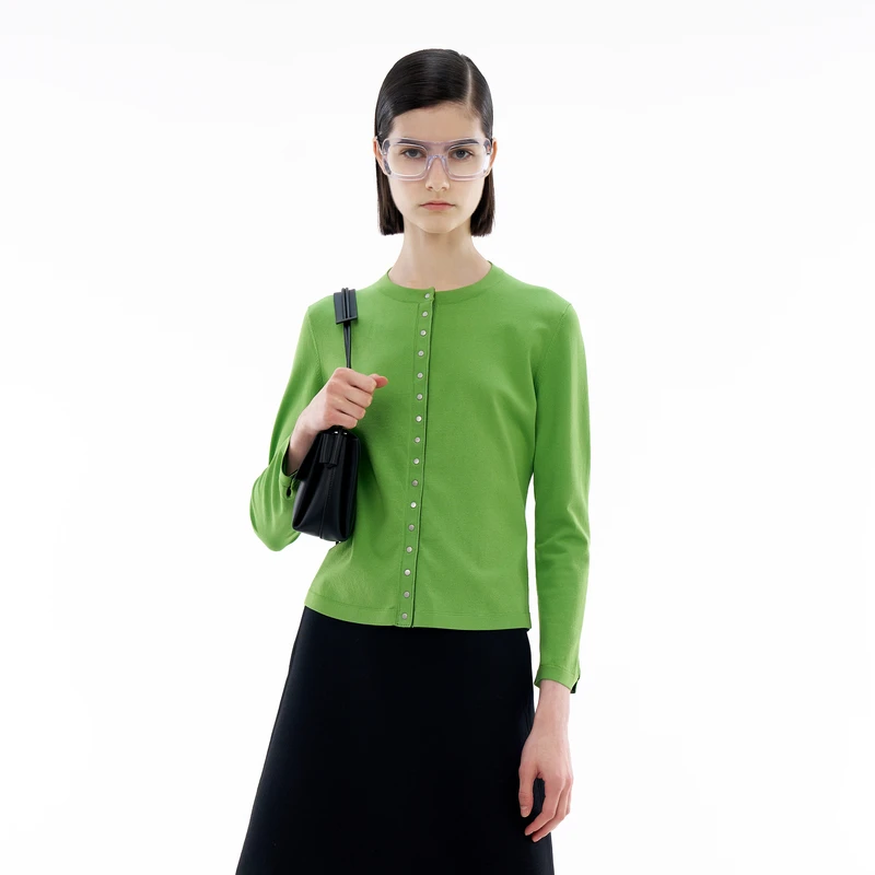 IIIVIVINIKO 2024“真 丝粘纤系列”复古针织开衫M420238630E