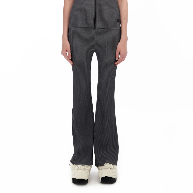 IIIVIVINIKO"天 蚕 丝粘纤混纺纱"罗纹微喇显瘦长裤M333804629B