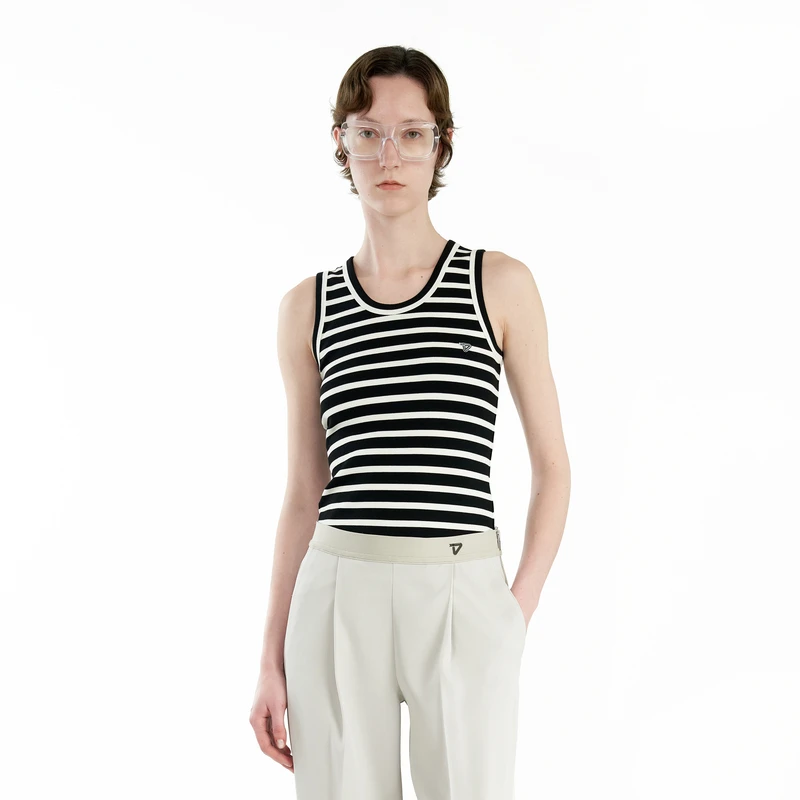 IIIVIVINIKO 2024“环保竹纤维”修身条纹背心R423280372D