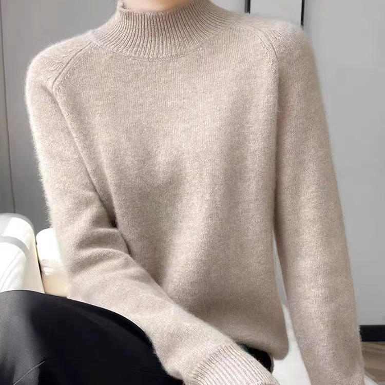 羊绒女式半高领长袖羊绒衫经典潮牌时尚羊绒衫纯色毛衣