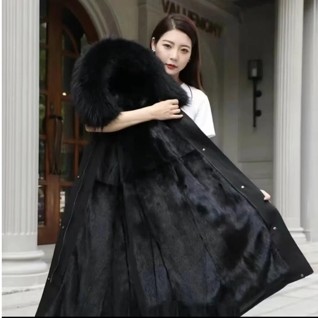 女士修身大毛领活力活面可拆卸