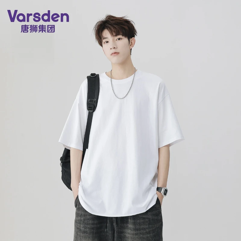 唐狮集团Varsden夏季纯棉重磅打底短袖T恤男百搭圆领学生半袖衫
