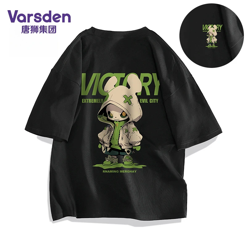 唐狮集团Varsden夏季美式潮流玩偶印花T恤男女款宽松百搭休闲短袖
