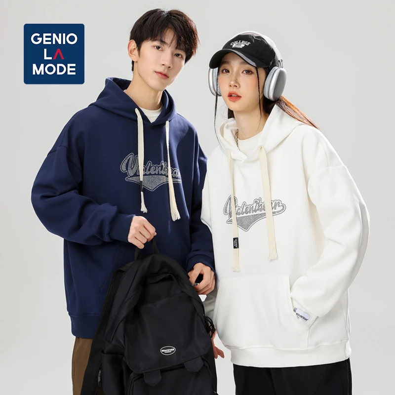 GENIO  LAMODE春季情侣ins潮牌重磅百搭印花连帽卫衣休闲上衣外套