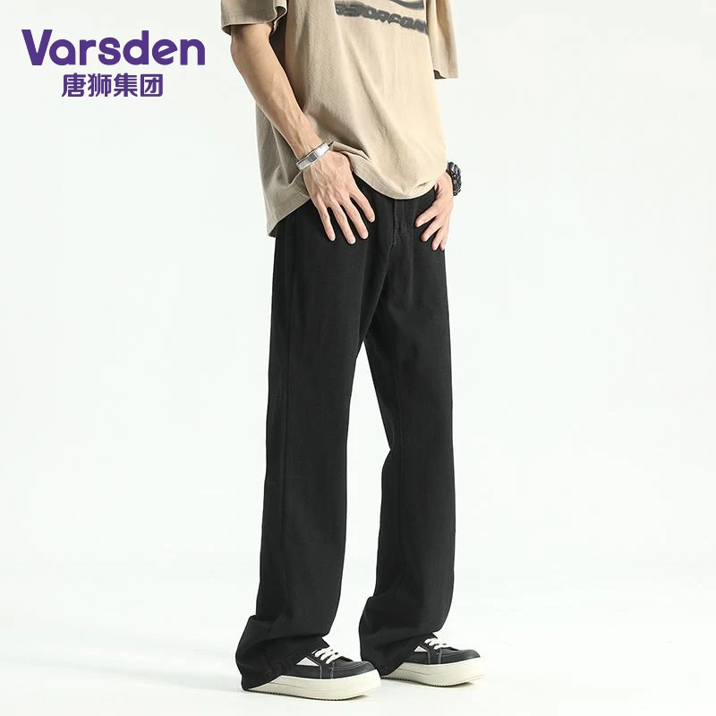 唐狮集团Varsden白色牛仔裤男美式直筒裤潮牌vibe弹力显瘦微喇裤