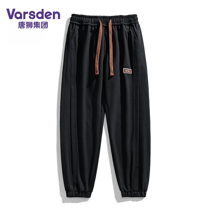 唐狮集团Varsden运动束脚裤男春秋季百搭宽松时尚针织休闲九分裤