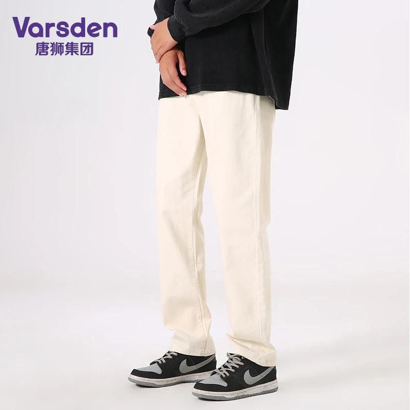 唐狮集团Varsden韩版水洗牛仔裤春秋男大码宽松设计感直筒休闲裤