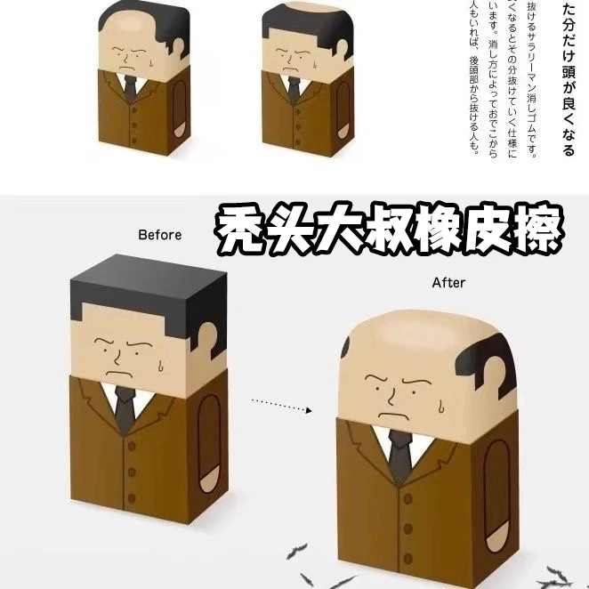 搞怪秃头大叔橡皮擦考试橡皮高颜值小学生橡皮擦美术橡皮创意文具