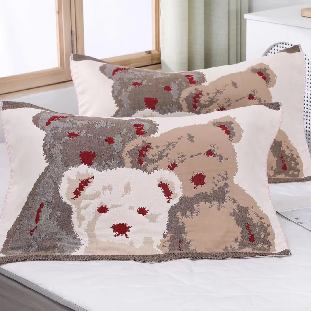 【厂家清仓，一对装】2025年新款多层纱布枕巾，四季款，52*78