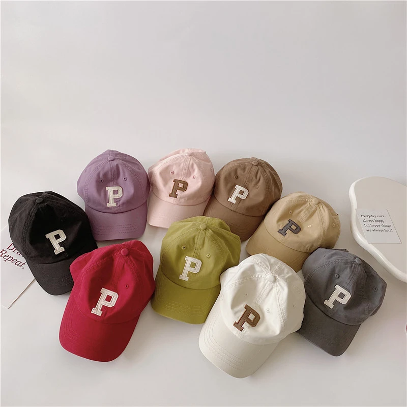 ins儿童帽子韩版P字母宝宝新款鸭舌帽男女童时尚百搭春秋棒球帽潮