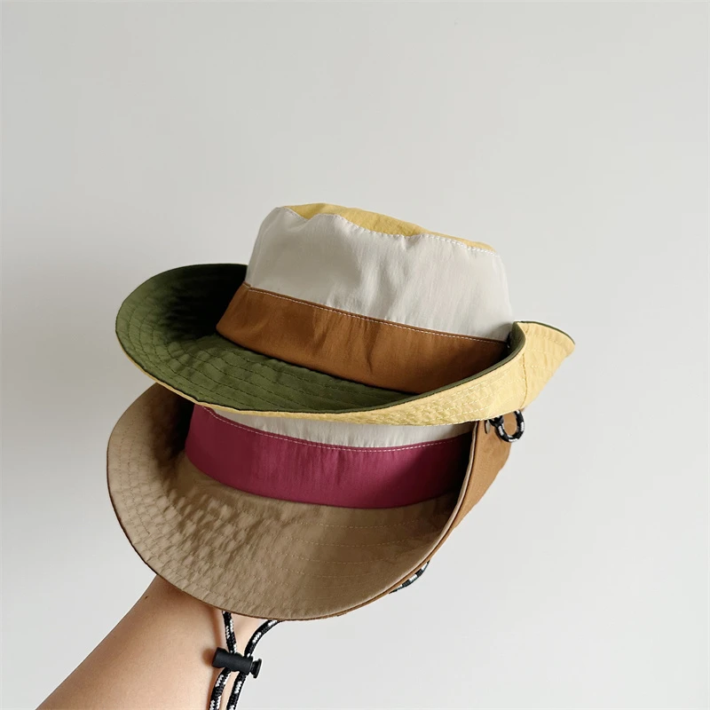 【左悠】儿童春夏季渔夫帽撞色户外百搭防紫外线大檐帽宝宝休闲帽子