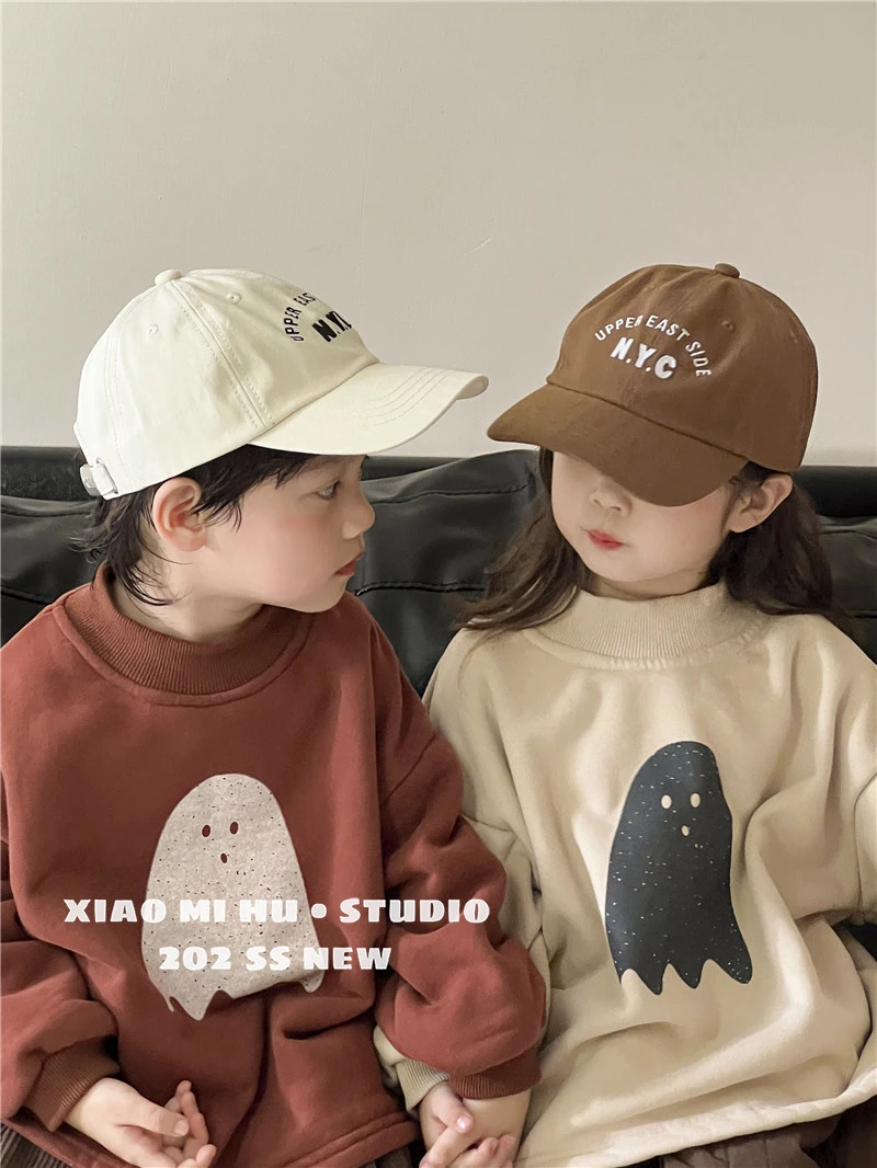 小首尔 ins韩版春季新款儿童帽子字母刺绣鸭舌帽男女童亲子棒球帽