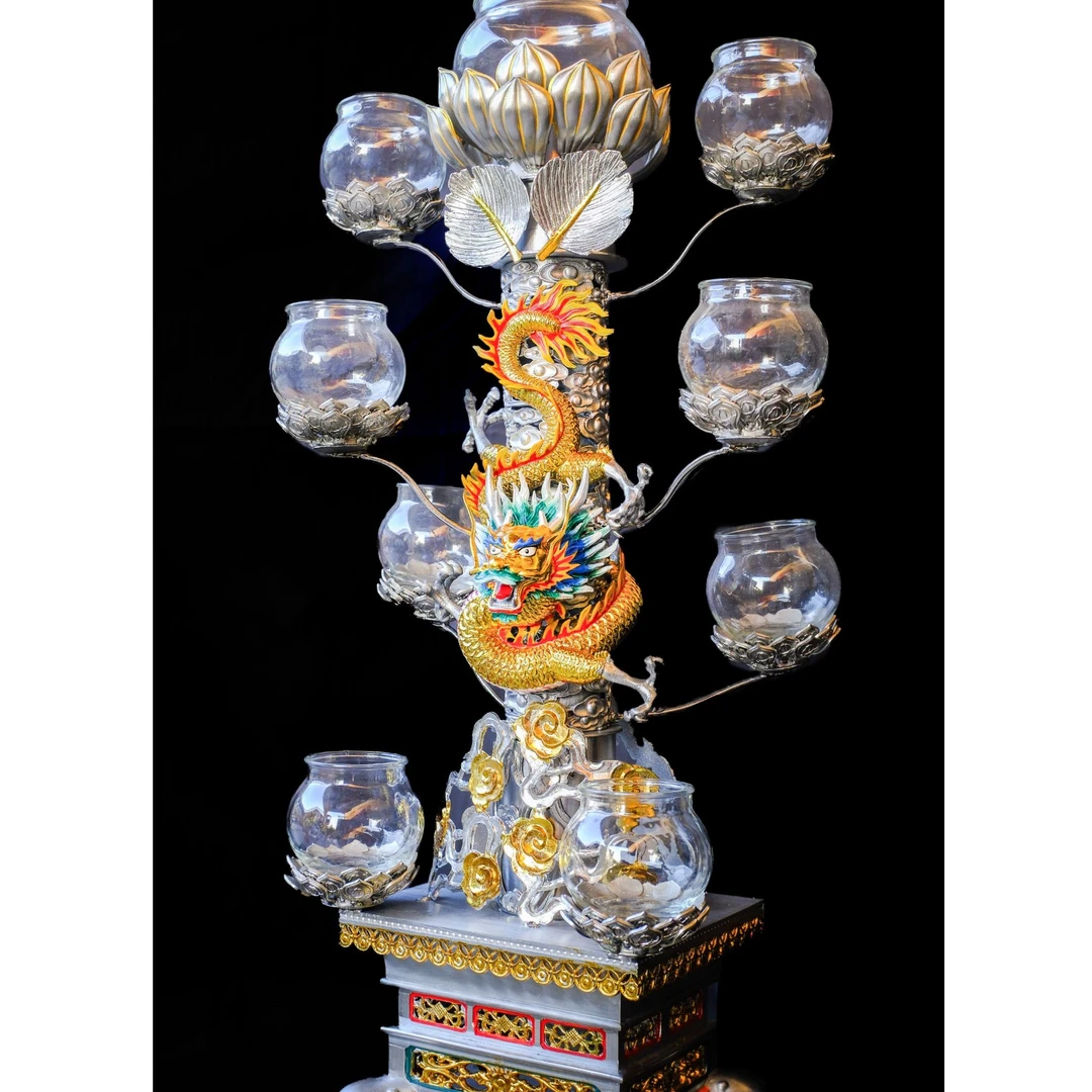 宏达臻锡手工锡灯祥龙七星油灯供奉专用点酥油灯