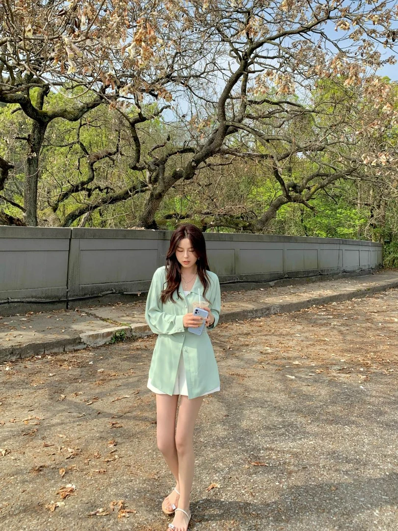 金蘑菇菇［双珠收腰］垂坠感设计2way长袖防晒衬衫外套