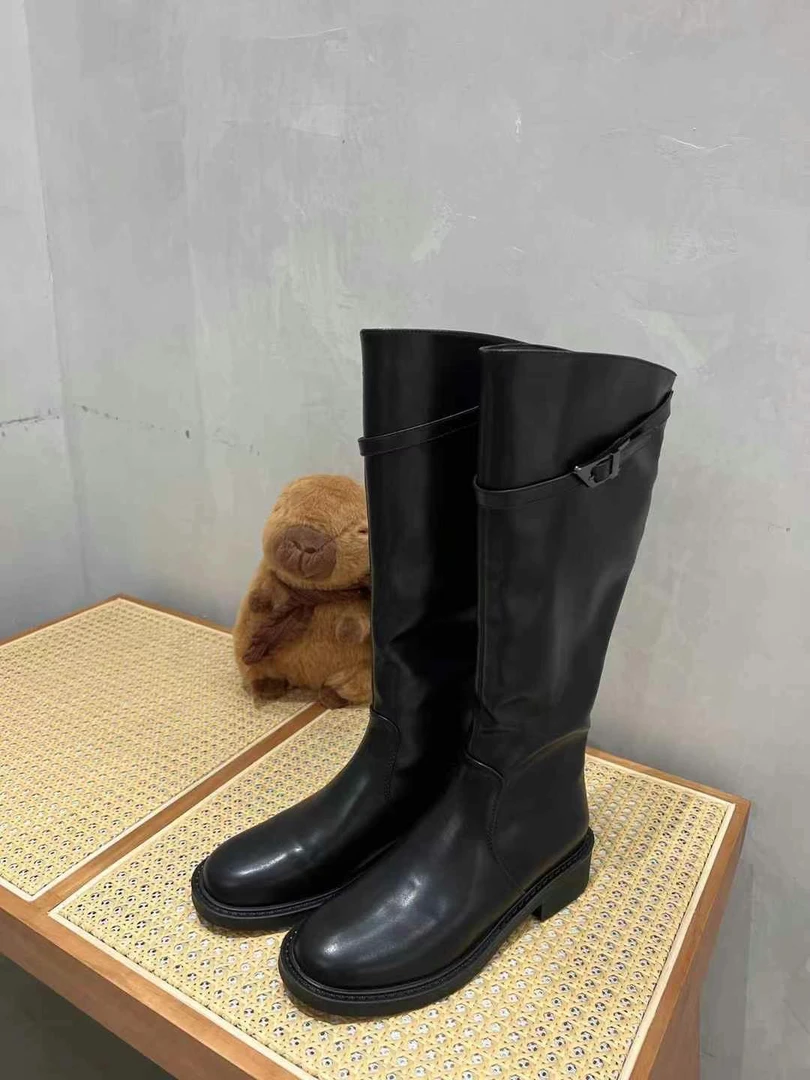 HuoHuo长靴女后拉链高靴骑士靴长筒靴