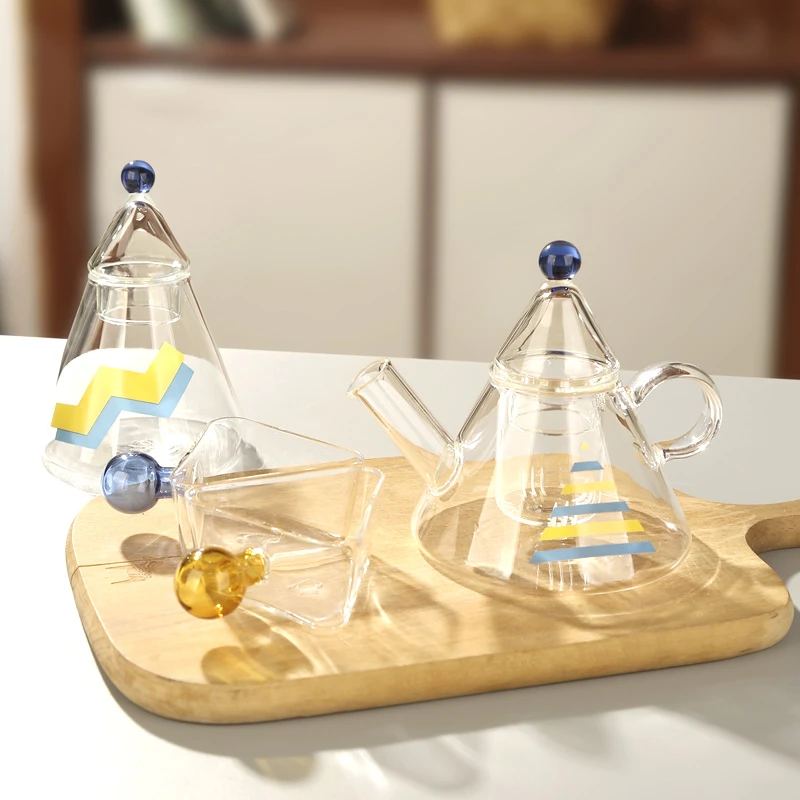 明尚德奇妙梦旅水具套组三角造型轻奢透明家用创意简约大容量耐热