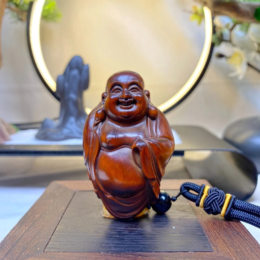 黄杨木仿古大肚弥勒手把件