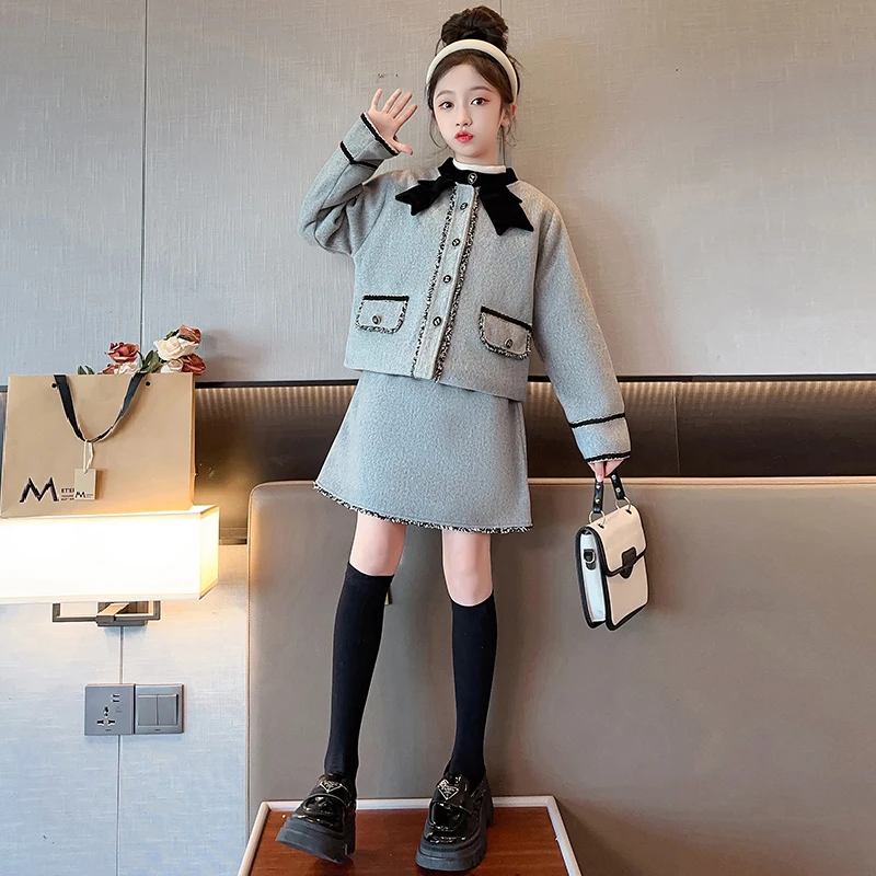 女童小香风套装秋冬款2024新款儿童8岁9连衣裙新年衣服过年服裙子