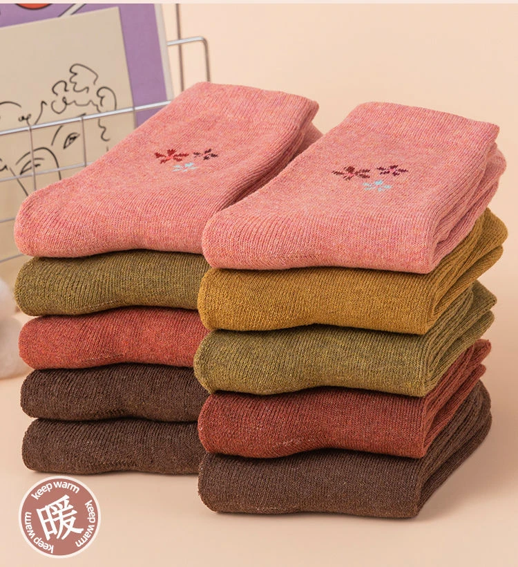 复古女袜子加绒加厚妈妈中筒袜奶奶袜东北松口棉袜不臭脚纯棉长袜