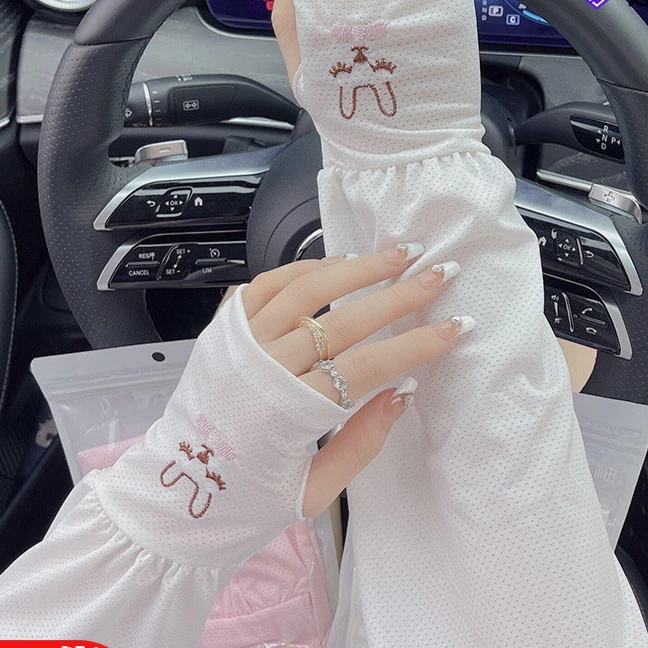 韩版百搭时尚冰袖户外开车防晒手套防紫外线手袖夏季宽松冰丝袖套