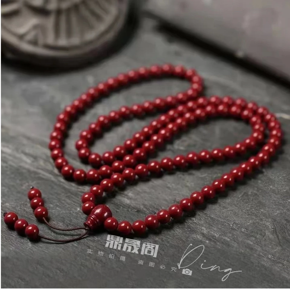 辰砂（处理）辰砂（处理）时尚108颗佛珠两戴念珠手串