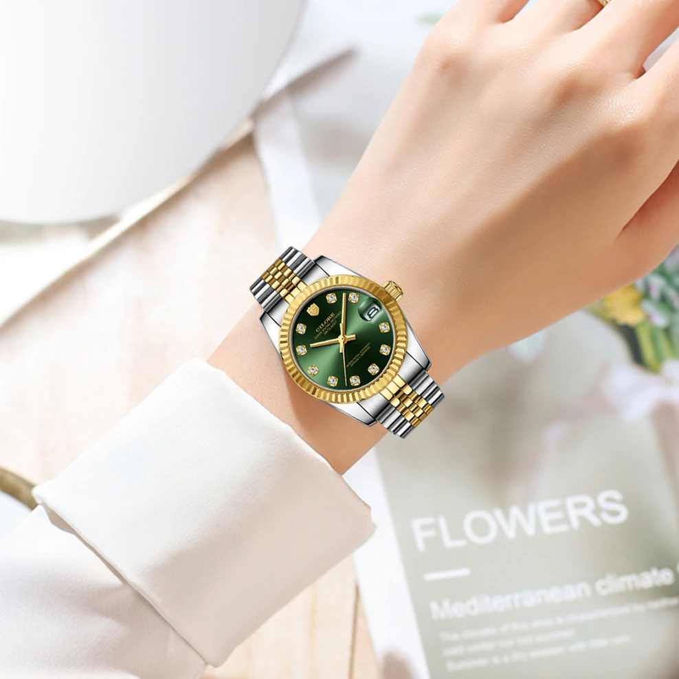 新款女士全自动机械腕表镶钻女表（红姐）